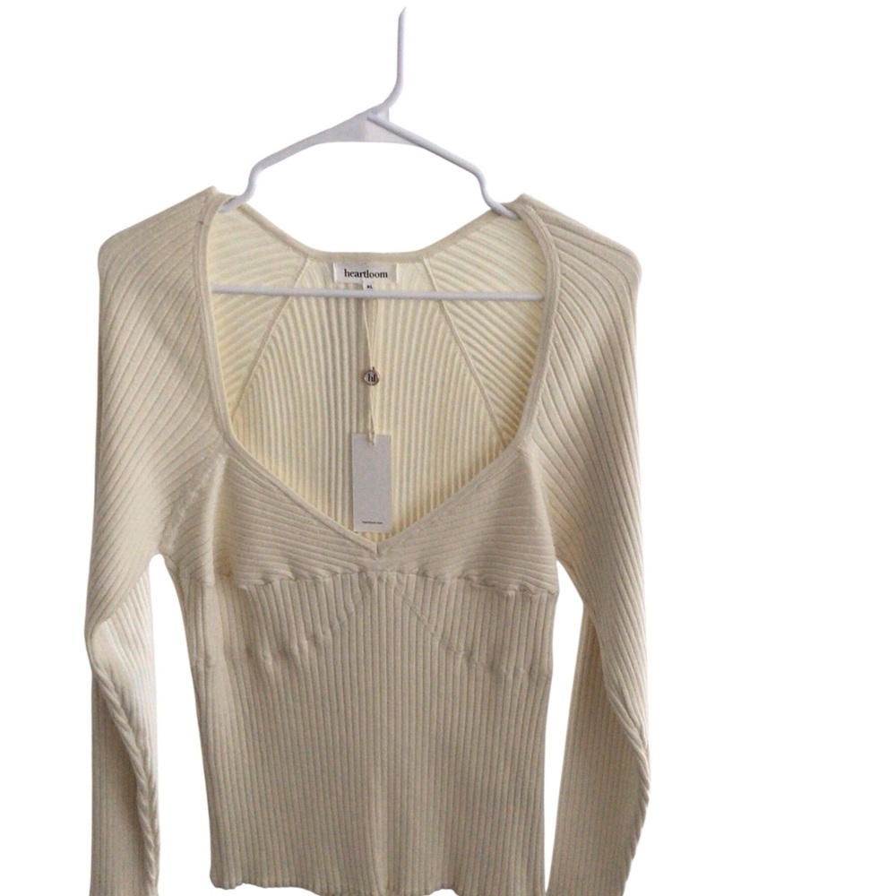 BAMBOO Cream Ribbed Cut Out Blouse